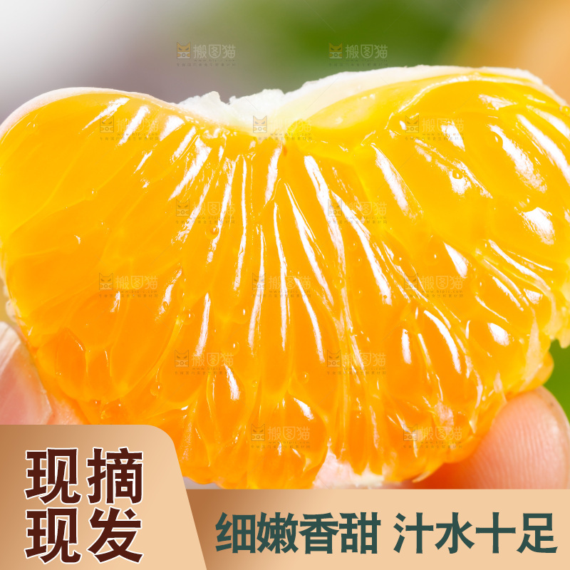 手里拿着蜜橘果肉