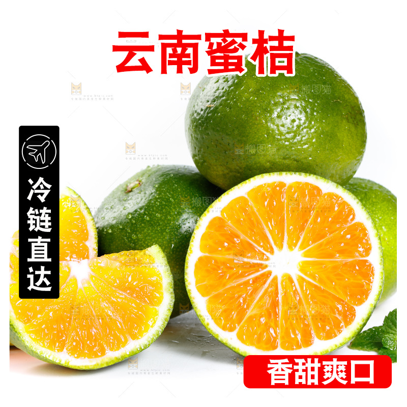 白底上的无籽蜜桔