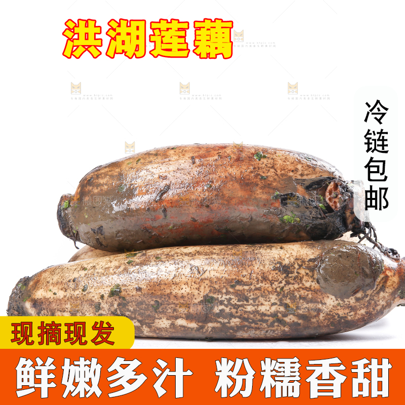 白底上放着莲藕