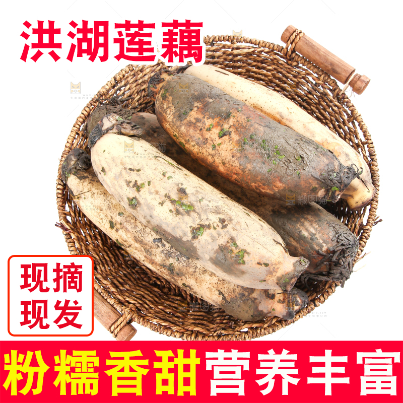白底上放着莲藕