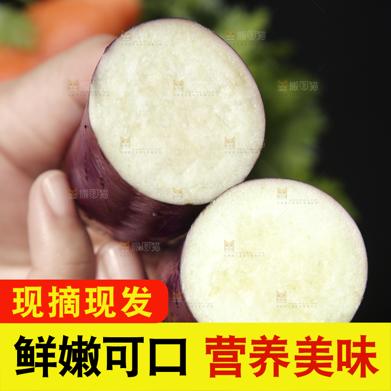 深底上的紫长茄子