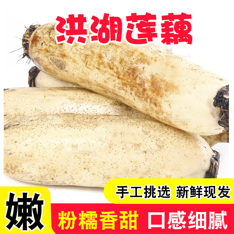 白底上放着莲藕