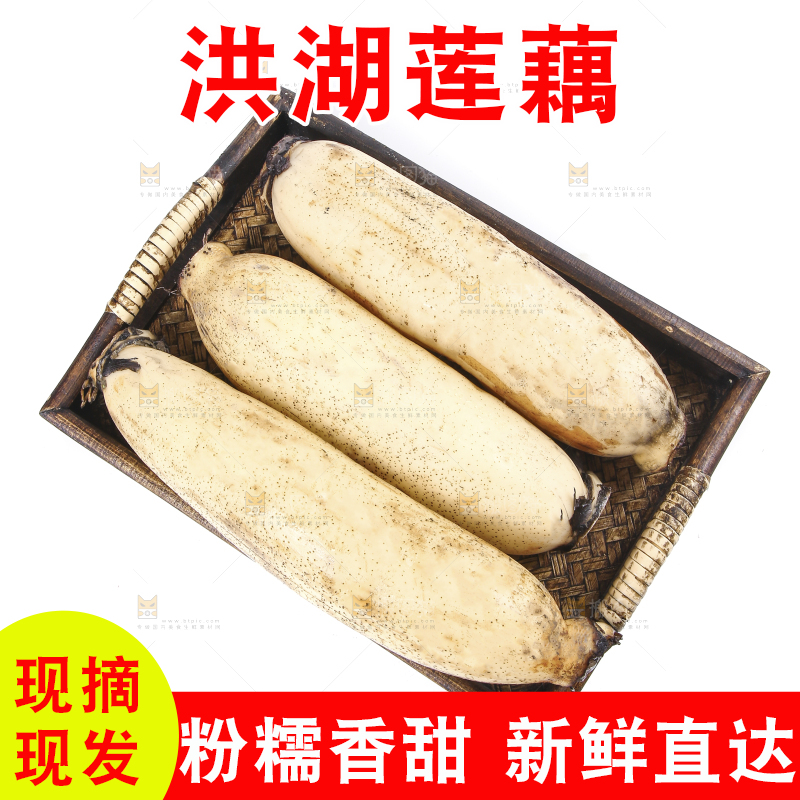 白底上放着莲藕