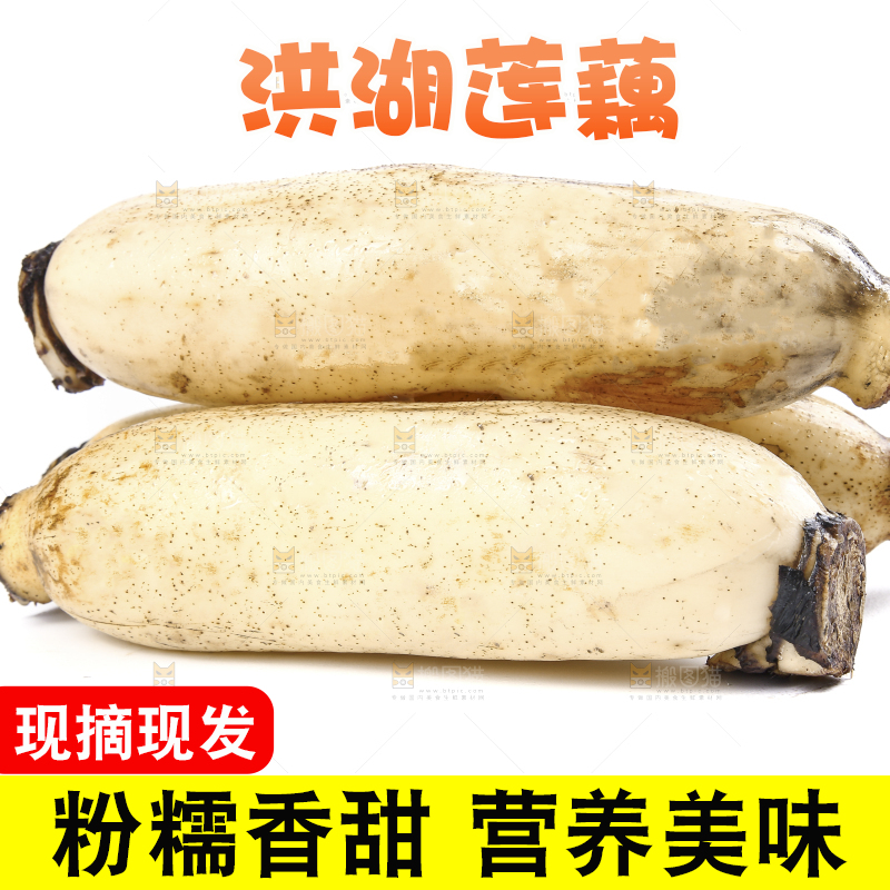 白底上放着莲藕