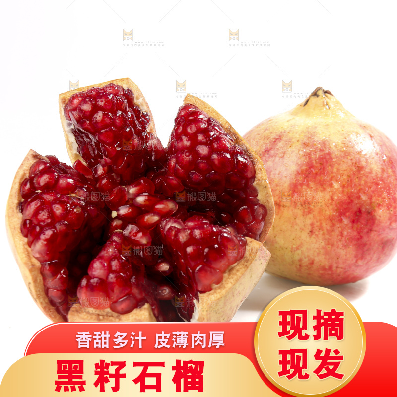白底上的突尼斯软籽石榴