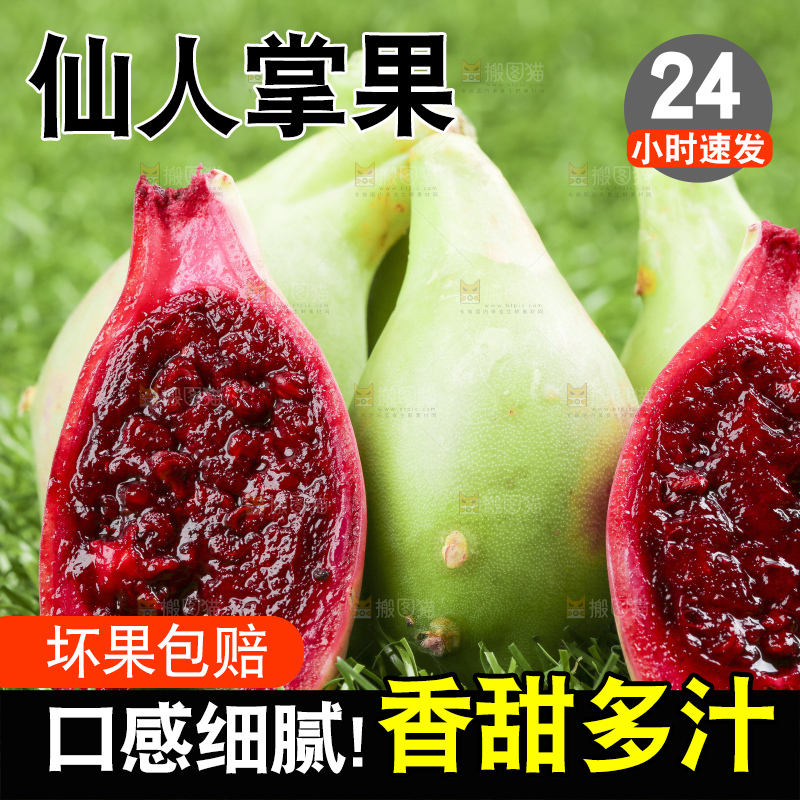 草地上放着切开的红肉仙人掌果