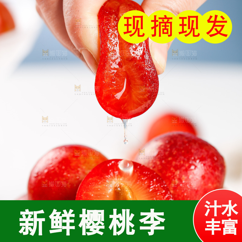 白底上的樱桃李