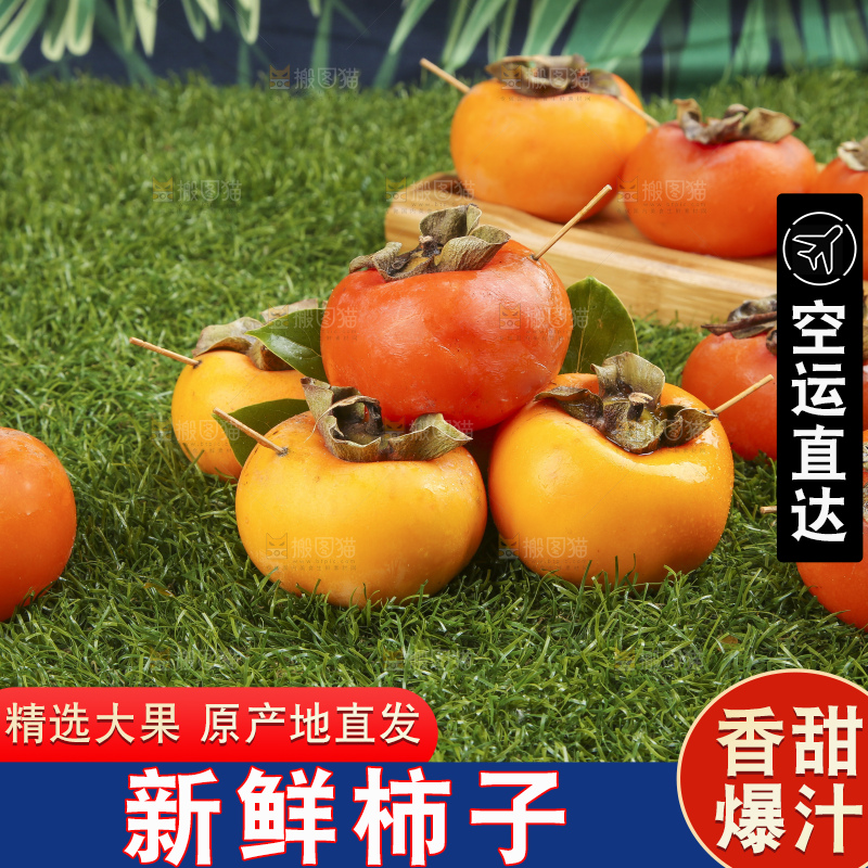 草地上放着新鲜柿子