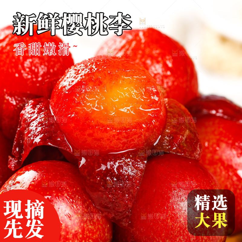 白底上的樱桃李