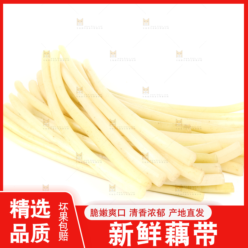 白底上摆放着新鲜藕带