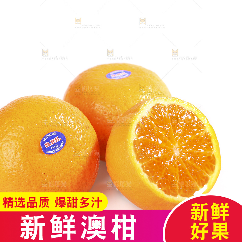 白底上放着新鲜澳柑