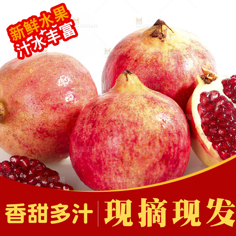 白底上的突尼斯软籽石榴