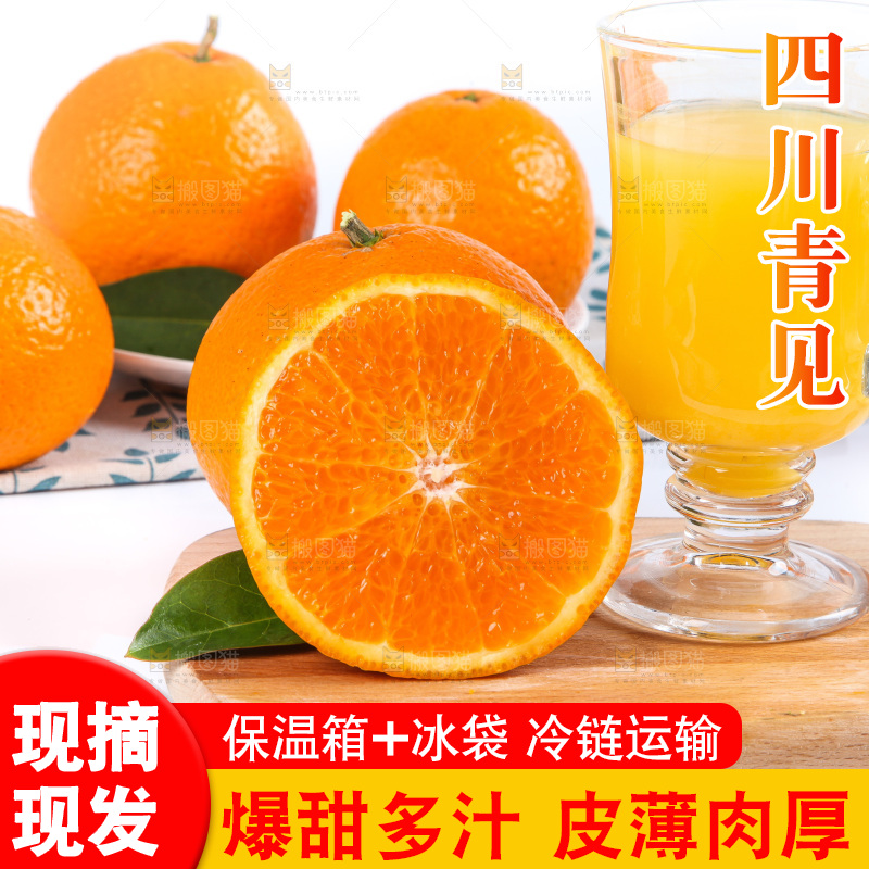 白底上放着青见柑橘