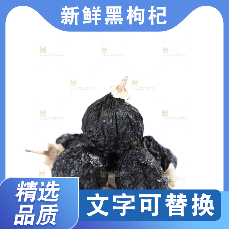 白底上摆放着黑枸杞子