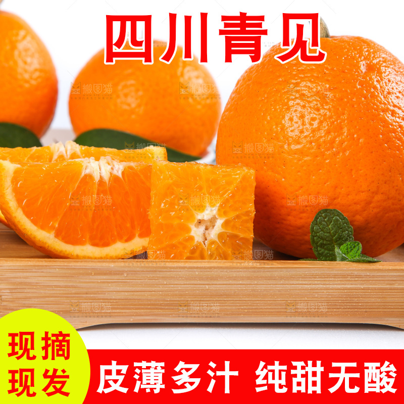 白底上放着青见柑橘