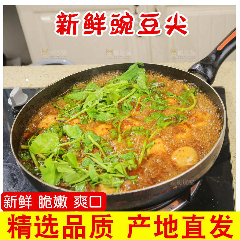 锅里的煮豌豆尖
