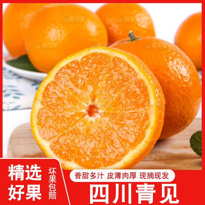 白底上放着青见柑橘