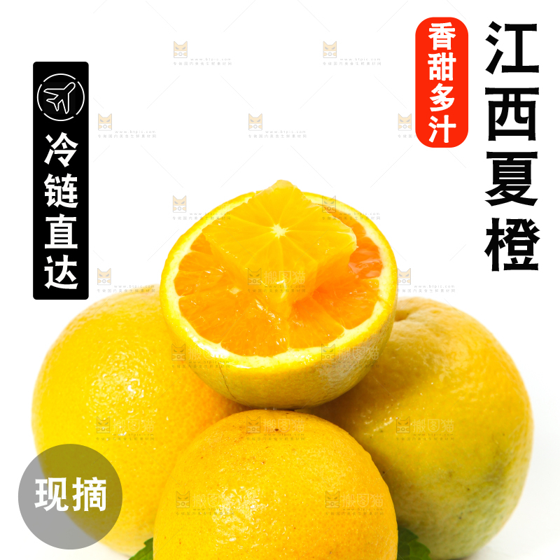 白底上放着的夏橙