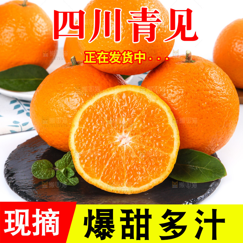 白底上放着青见柑橘