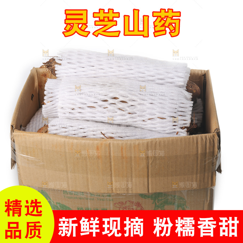白底上放着灵芝山药