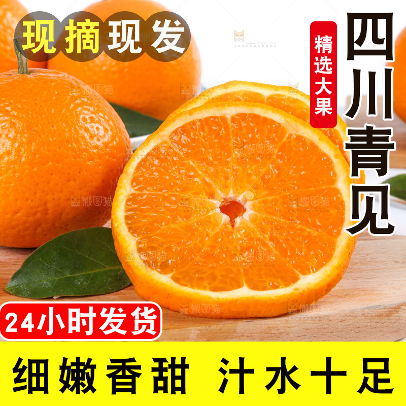 白底上放着青见柑橘