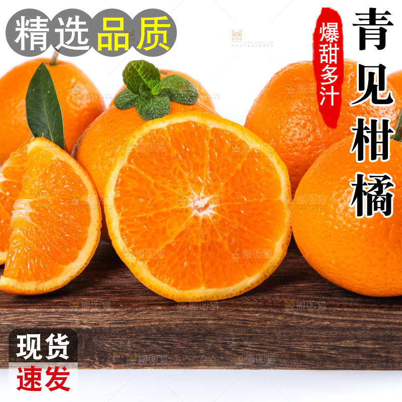 白底上放着青见柑橘