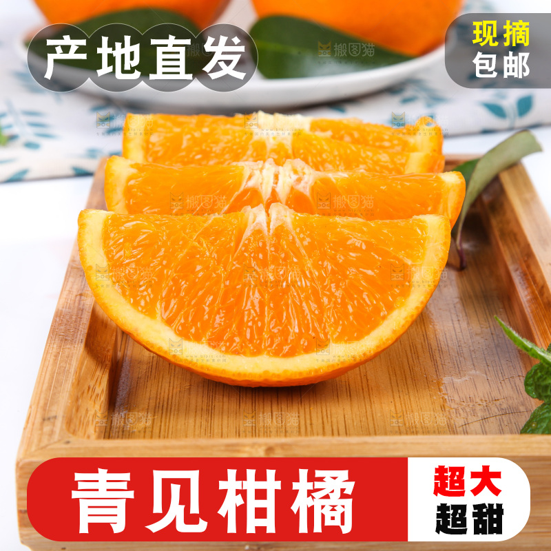 白底上放着青见柑橘
