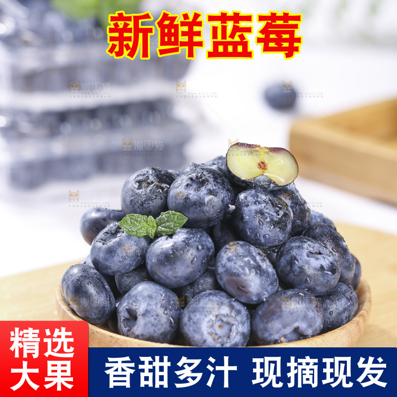 浅底上的新鲜蓝莓