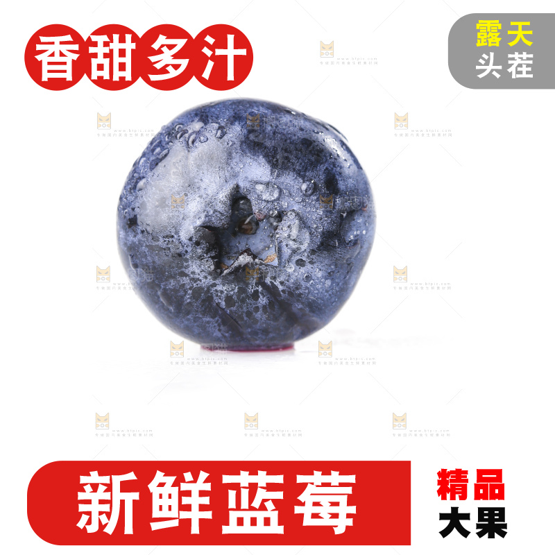 白底上放着的新鲜蓝莓