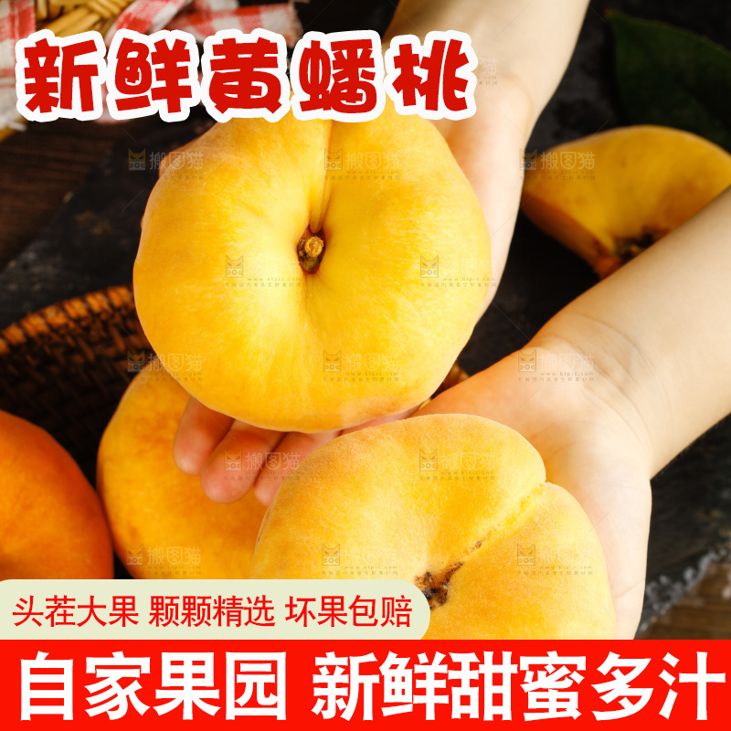 深底上的黄毛蟠桃