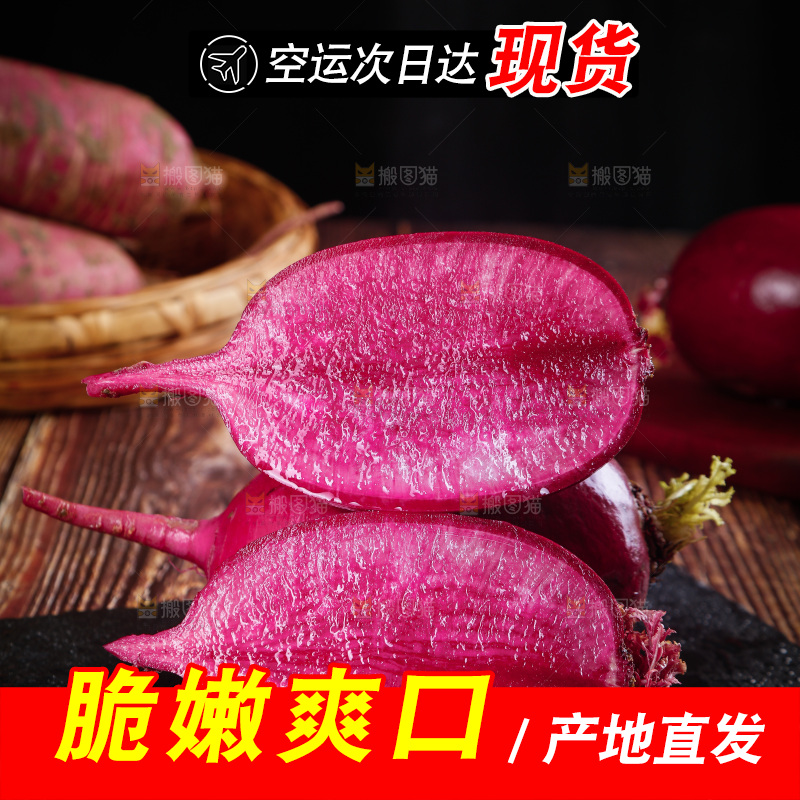 木底上的紫美人萝卜