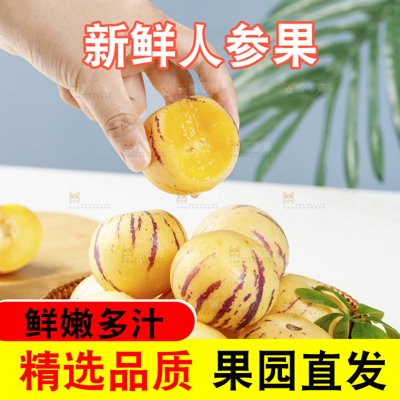 浅底上摆放着黄肉人参果