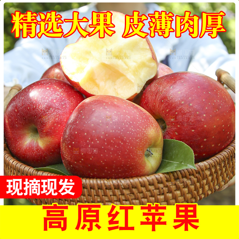 手里拿着高原红苹果