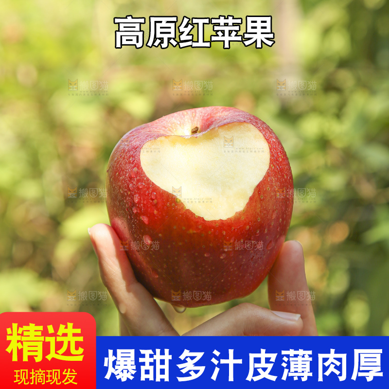 手里拿着高原红苹果