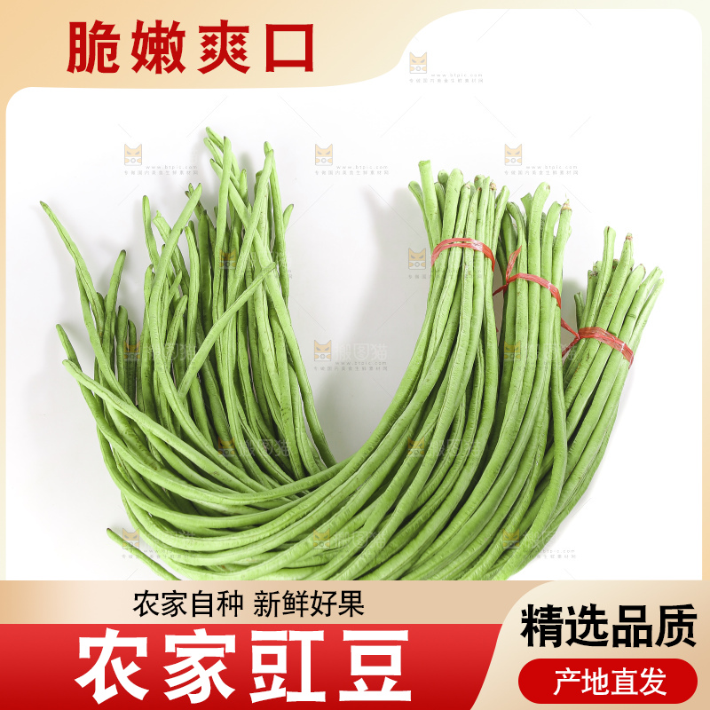 白底上的新鲜豇豆
