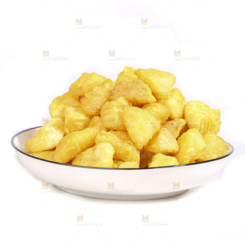 白底上的锅巴土豆