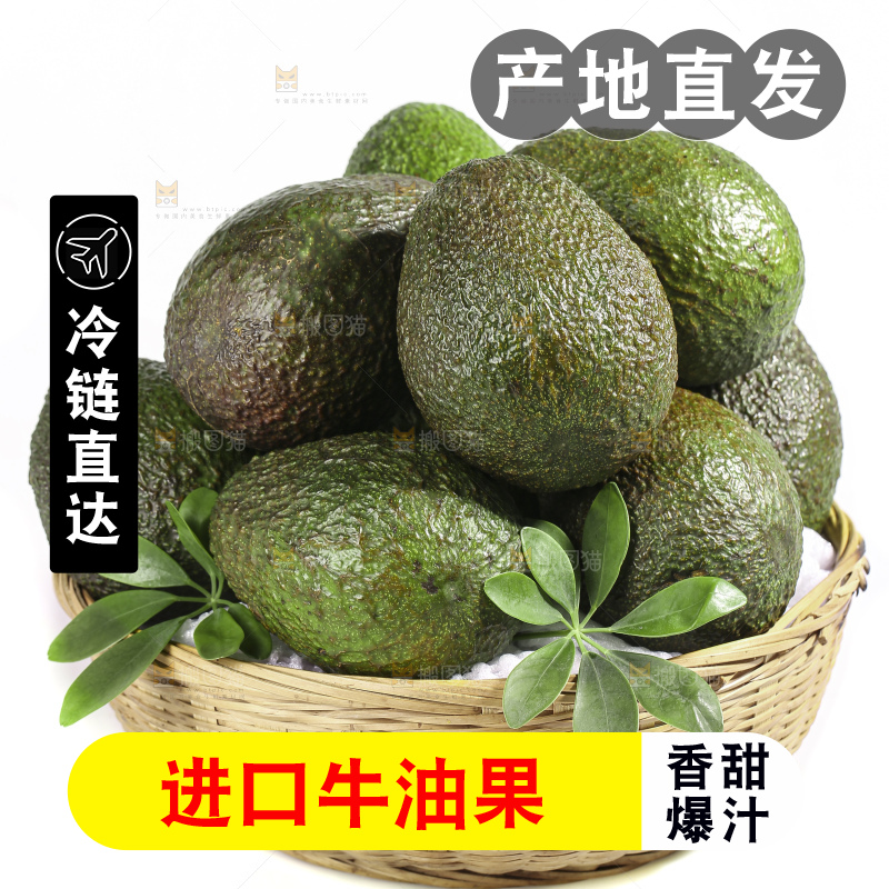 白底上的牛油果