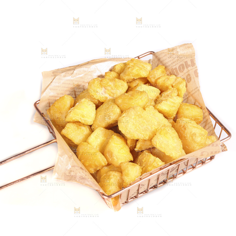 白底上的锅巴土豆