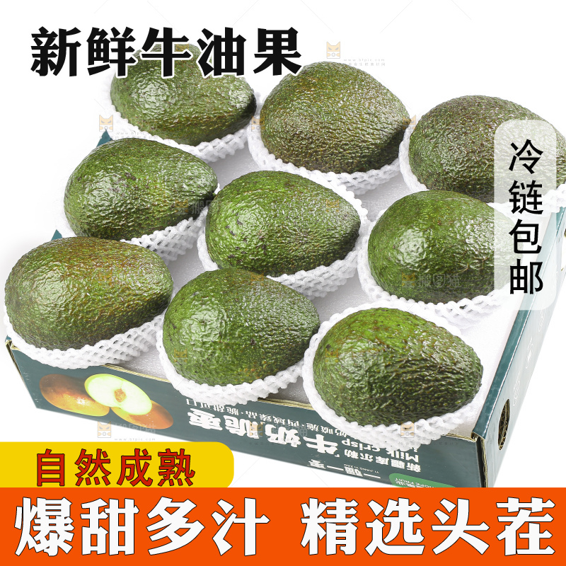 白底上的牛油果