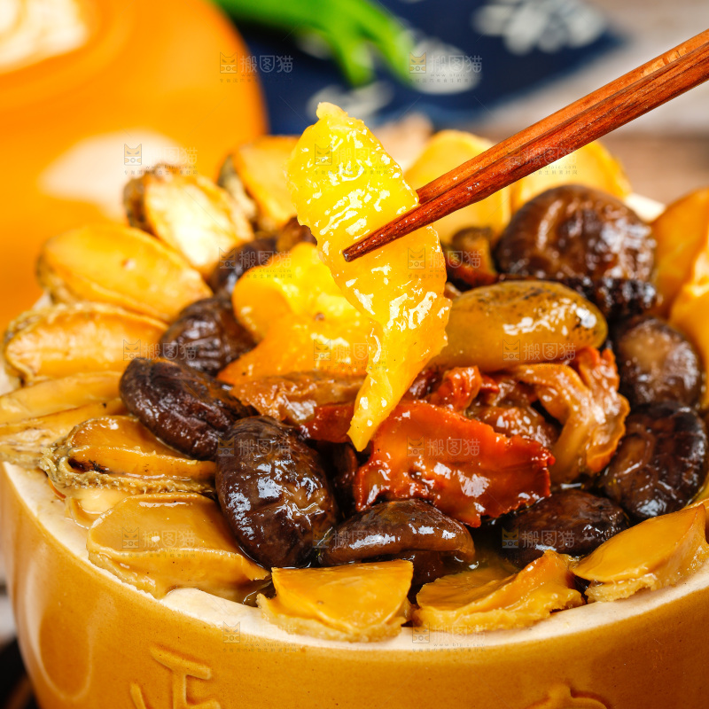 深底上的佛跳墙食材