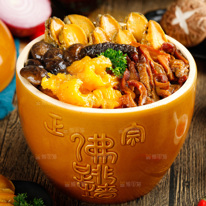 深底上的佛跳墙食材