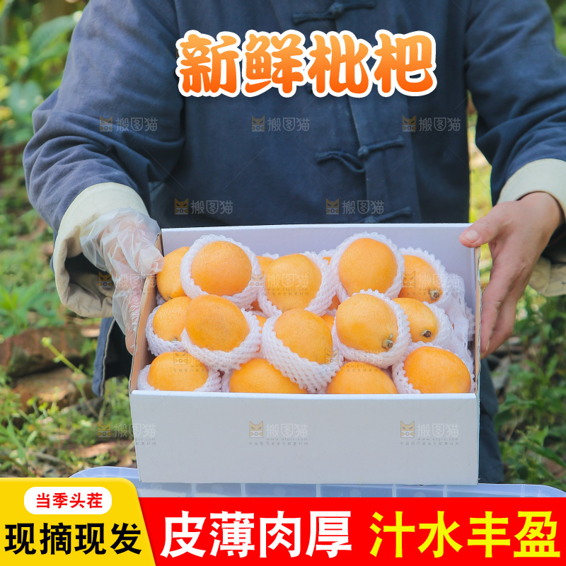 手里端着一箱五星枇杷