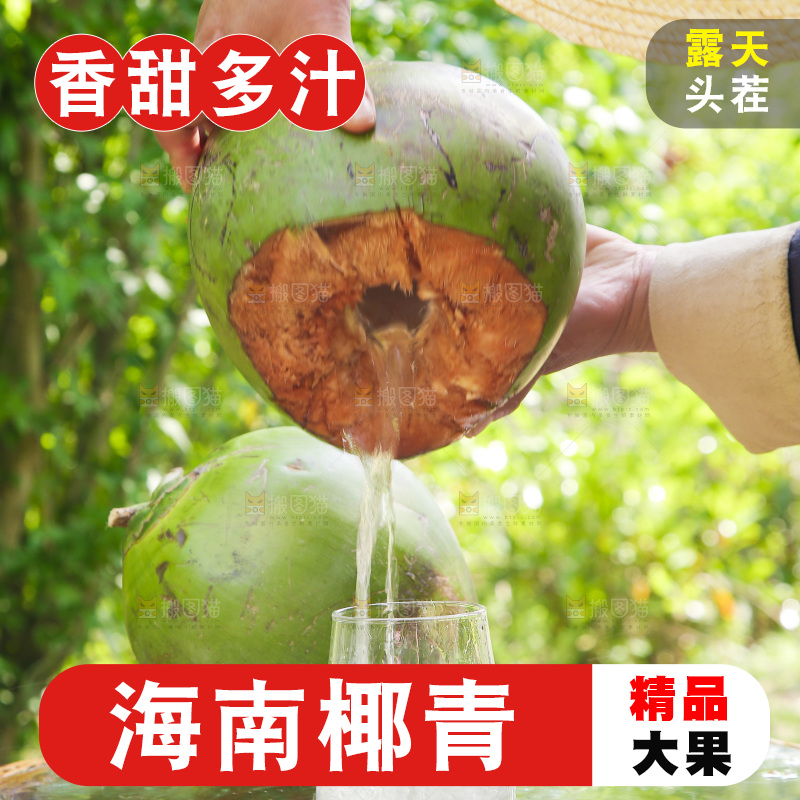 椰子汁倒入杯子中