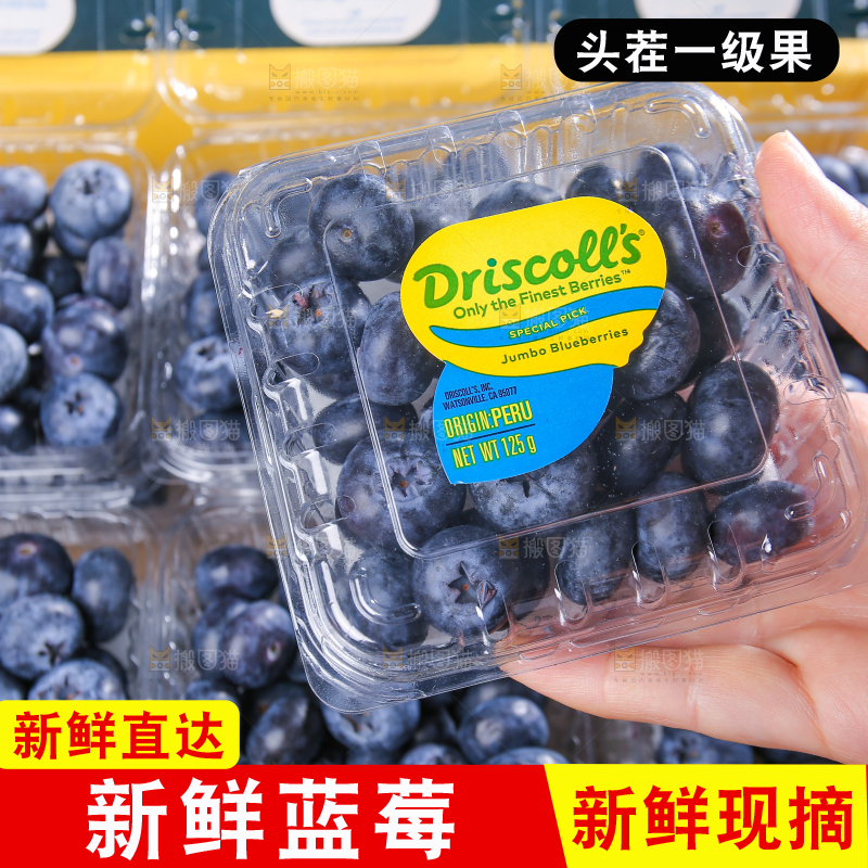 黑底上摆着的新鲜蓝莓
