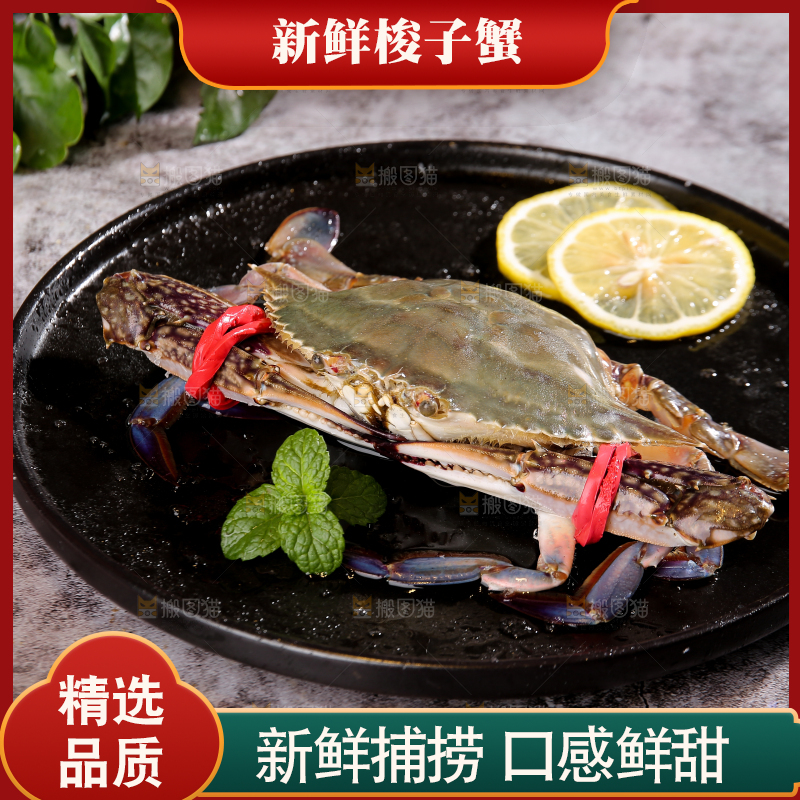 深底上放着梭子蟹