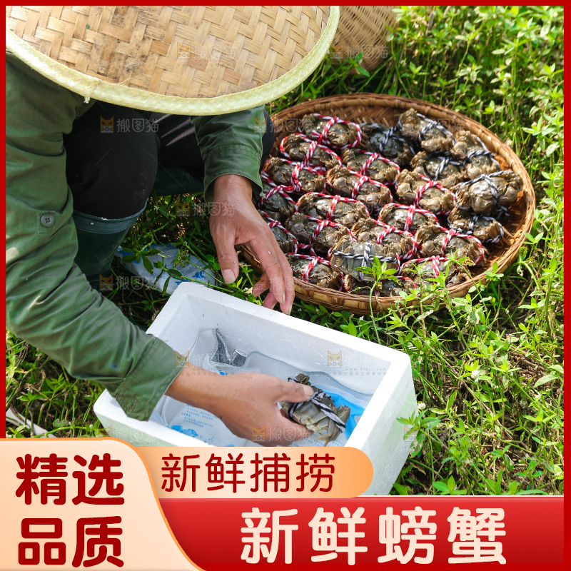 手里拿着阳澄湖大闸蟹