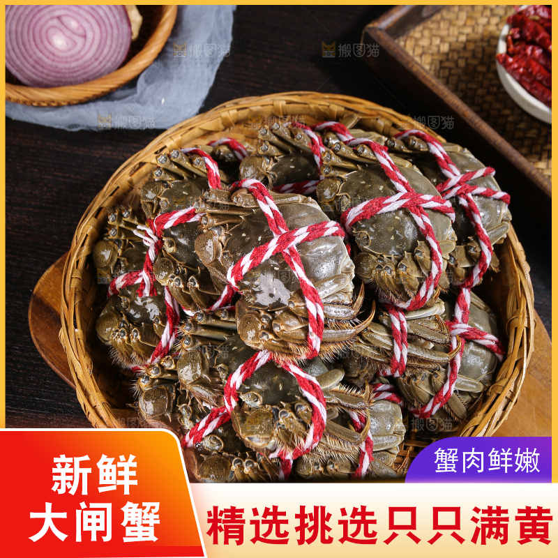黑底上的鲜活大闸蟹
