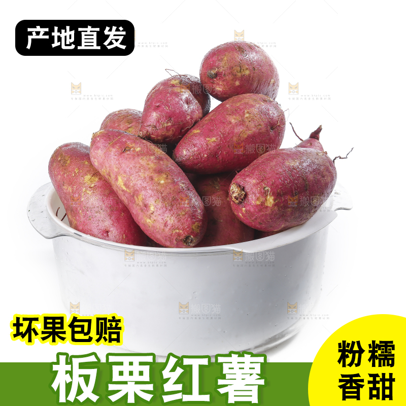 白底上的黄心板栗薯