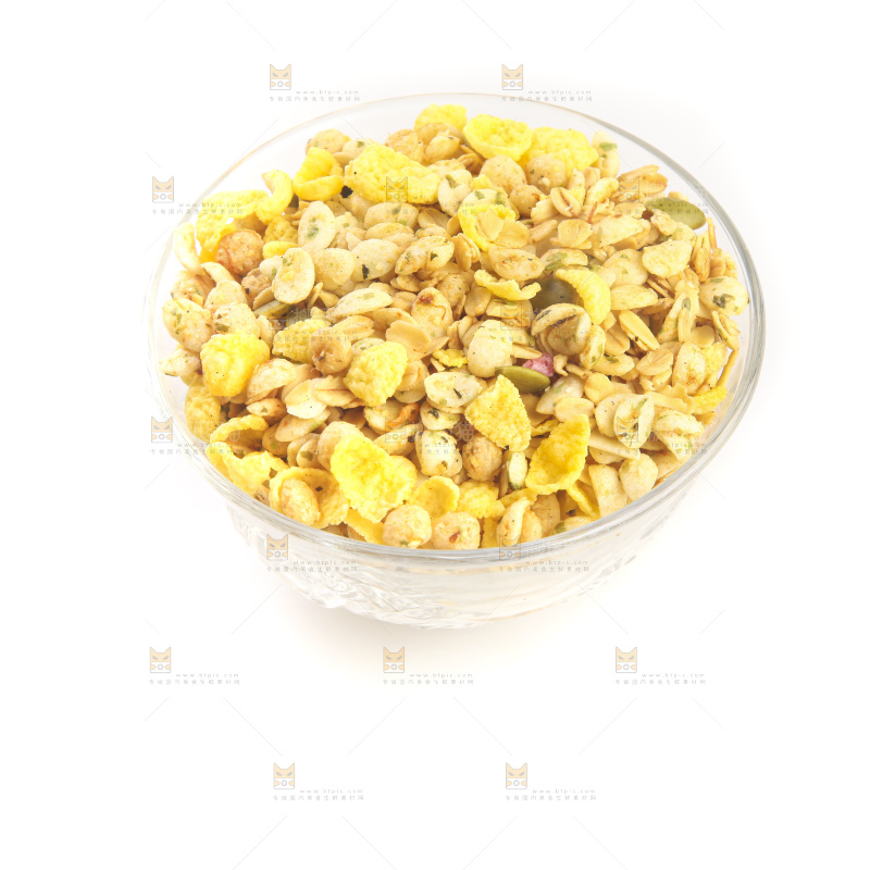 白底上的谷物麦片