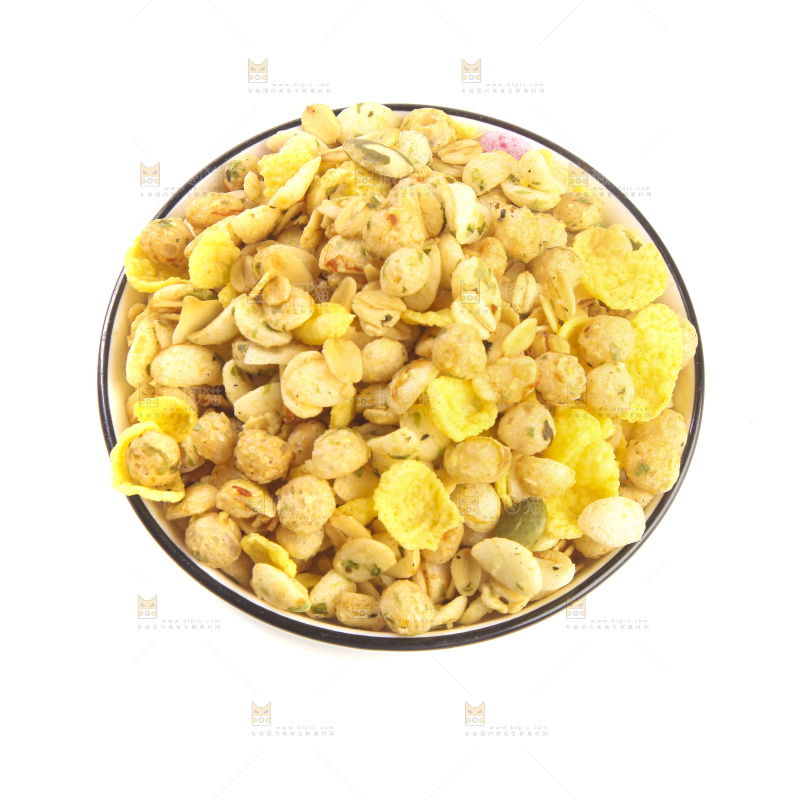 白底上的谷物麦片